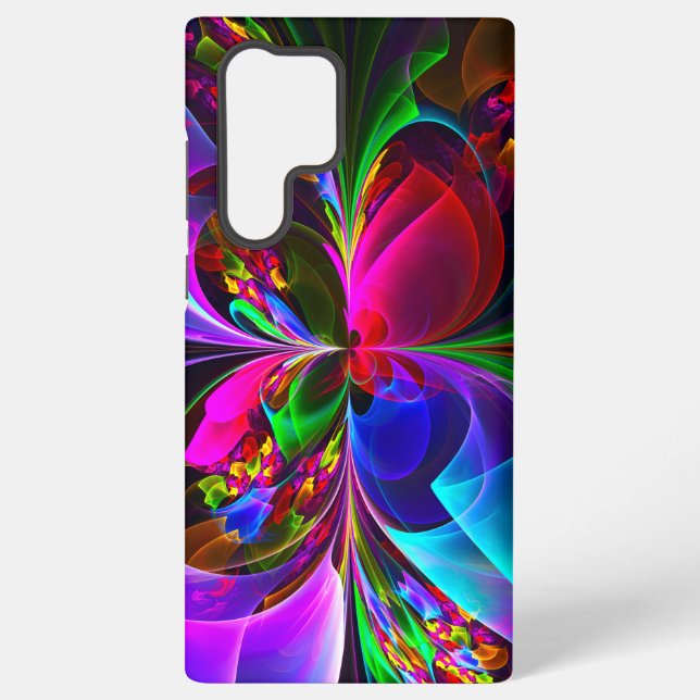 Coque Samsung Galaxy Modern Floral Abstract Art Red Blue Pattern #12 (Verso)
