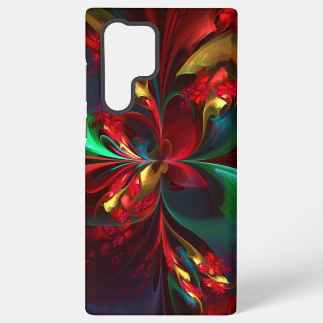 Coque Samsung Galaxy Modern Floral Abstract Art Red Green Pattern #11 (Verso)