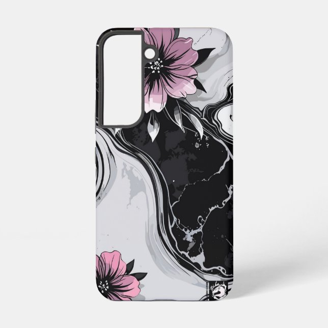 Coque Samsung Galaxy Modern Flowers Marble (Verso)