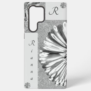 Coque Samsung Galaxy Moderne Elégant Marbré Diamant Flower Argent