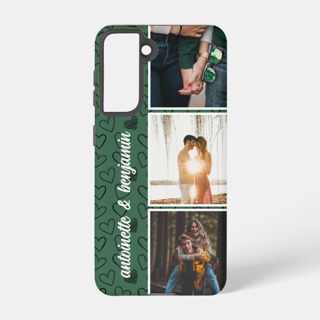 Coque Samsung Galaxy Moderne Green 3 Photo Collage Couple (Verso)