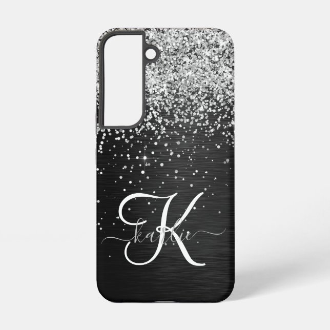 Coque Samsung Galaxy Monogramme à étincelle noire à Parties scintillant (Verso)