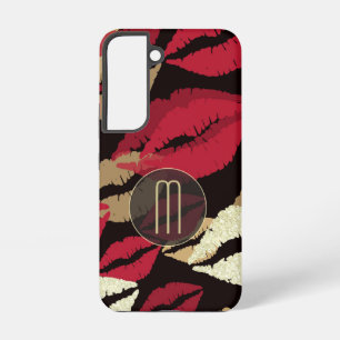 Coque Samsung Galaxy Monogramme à lèvres rouges sophistiqué
