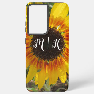 Coque Samsung Galaxy Monogramme du champ de tournesol d'été dynamique