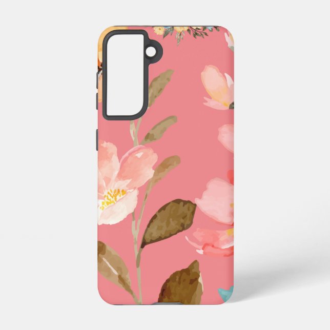 Coque Samsung Galaxy Monogramme Elegant rose Aquarelle Samsung Galaxy (Verso)