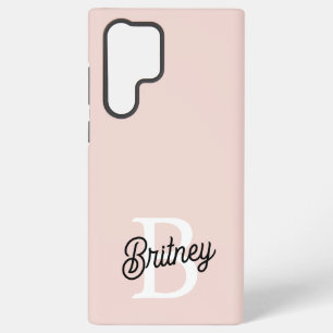 Coque Samsung Galaxy Monogramme et nom personnalisé moderne Pastel Pink