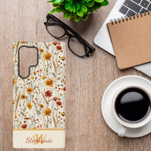 Coque Samsung Galaxy Monogramme Fleur sauvage rustique - Motif Floral B
