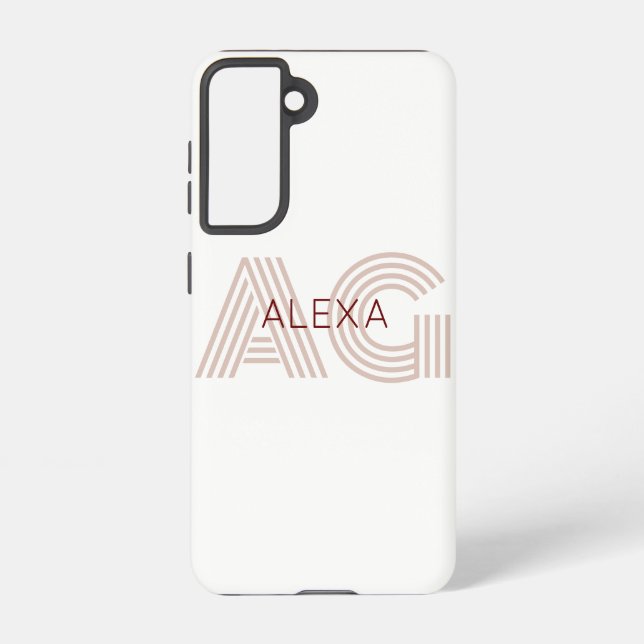 Coque Samsung Galaxy Monogramme moderne beige et vin (Verso)