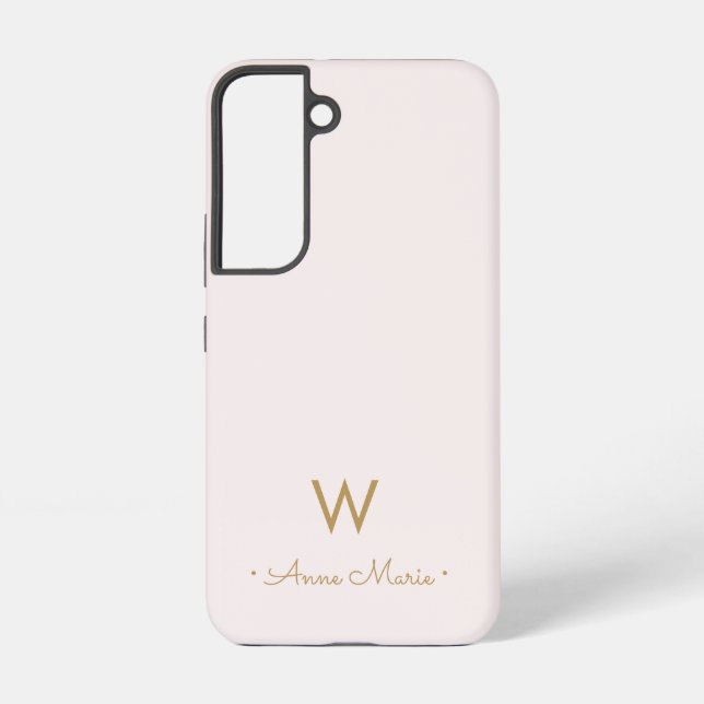 Coque Samsung Galaxy Monogramme Moderne Rose Doré Script (Verso)