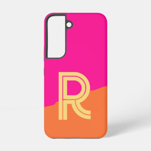 Coque Samsung Galaxy Monogramme Moderne Rose Orange Chaud