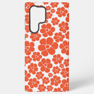 Coque Samsung Galaxy Motif à fleurs - Orange et Blanc