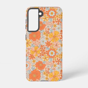 Coque Samsung Galaxy Motif à fleurs Orange Retro
