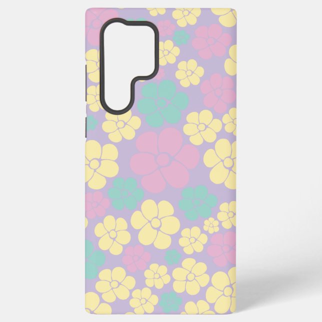 Coque Samsung Galaxy Motif à fleurs - rose, jaune, violet et vert (Verso)