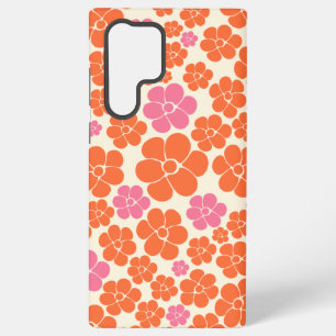 Coque Samsung Galaxy Motif à fleurs - rose, orange et crème