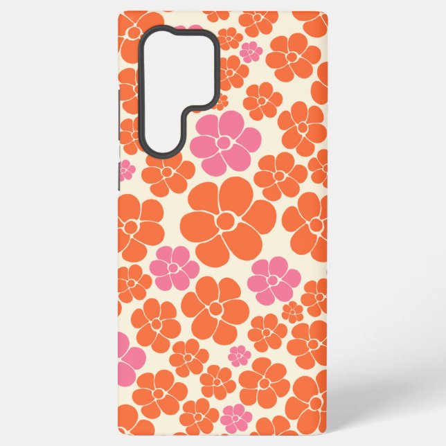 Coque Samsung Galaxy Motif à fleurs - rose, orange et crème (Verso)