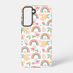 Coque Samsung Galaxy Motif arc-en-ciel fleuri coloré