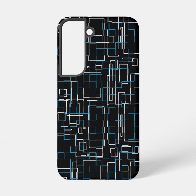 Coque Samsung Galaxy Motif blanc et bleu sur noir (Verso)
