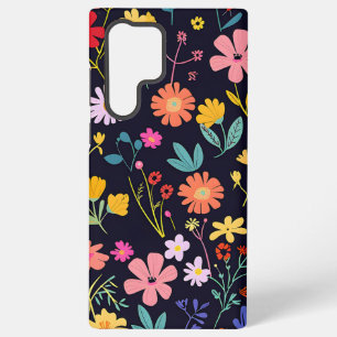 Coque Samsung Galaxy Motif bohémien floral coloré et fantaisiste foncé