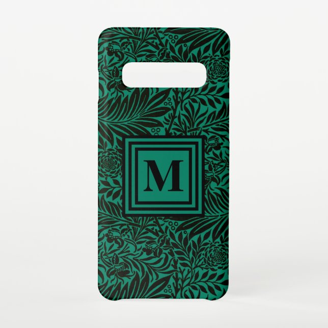 Coque Samsung Galaxy Motif botanique vert émeraude monogramme (Dos)