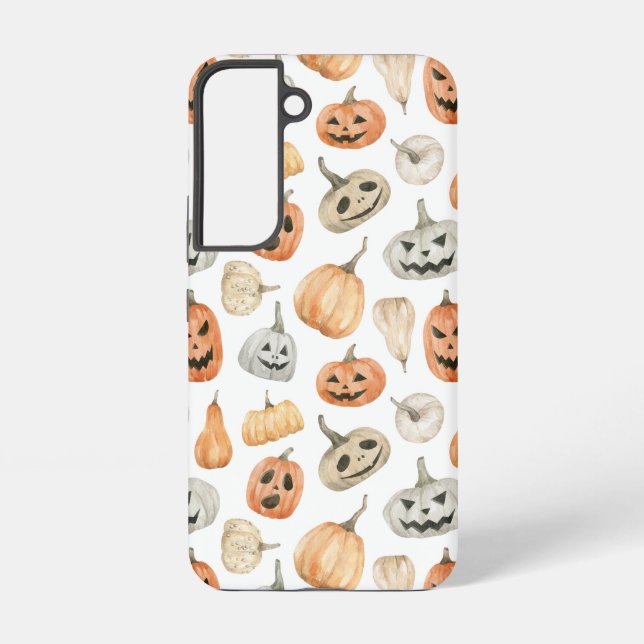 Coque Samsung Galaxy Motif Citrouille d'aquarelle amusant (Verso)