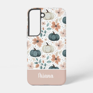 Coque Samsung Galaxy Motif citrouille et fleurs personnalisé 