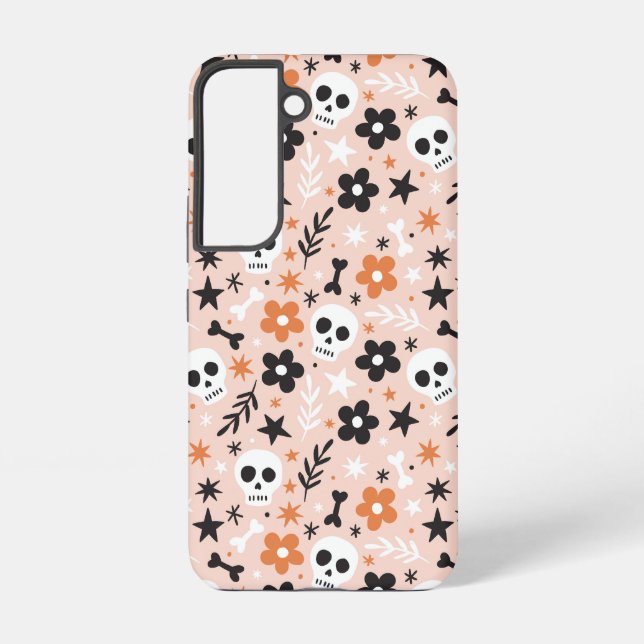 Coque Samsung Galaxy Motif crâne de fleurs (Verso)