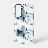 Motif d'aquarelle de la forêt bleue de minuit