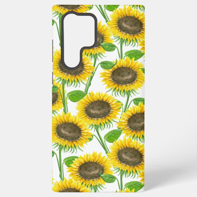 Coque Samsung Galaxy Motif d'aquarelle des tournesols (Verso)