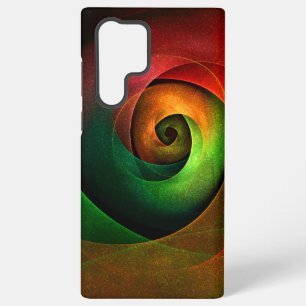 Coque Samsung Galaxy Motif d'art abstrait moderne floral rouge et vert