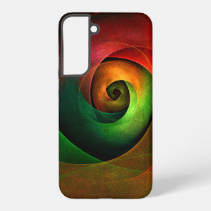 Coque Samsung Galaxy Motif d'art abstrait moderne floral rouge et vert