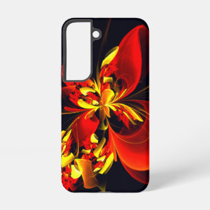 Coque Samsung Galaxy Motif d'art abstrait moderne floral rouge jaune #1