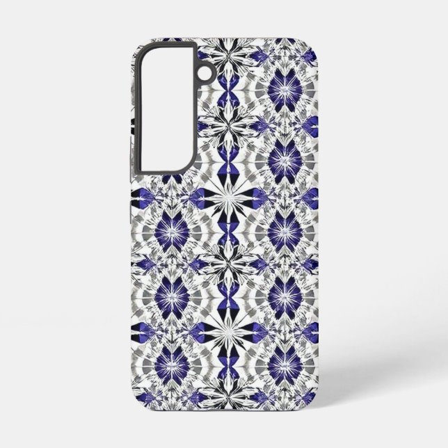Coque Samsung Galaxy Motif de diamants bleu, gris et blanc (Verso)