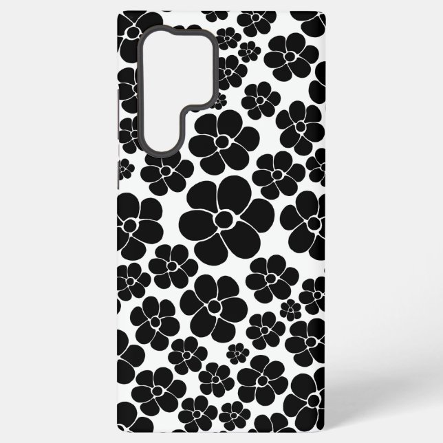 Coque Samsung Galaxy Motif de fleurs - noir et blanc (Verso)