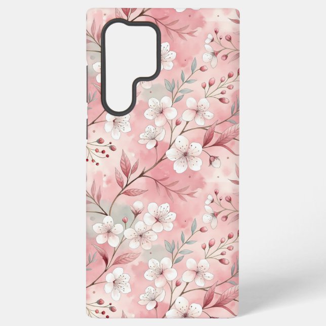 Coque Samsung Galaxy Motif de fleurs Sakura rose (Verso)
