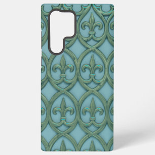 Coque Samsung Galaxy Motif de Fluer de lis bleu et vert