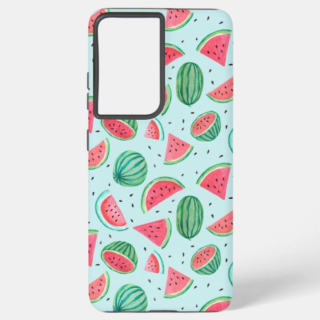 Coque Samsung Galaxy Motif de fruits d'été | Pastèque | vert rouge (Verso)