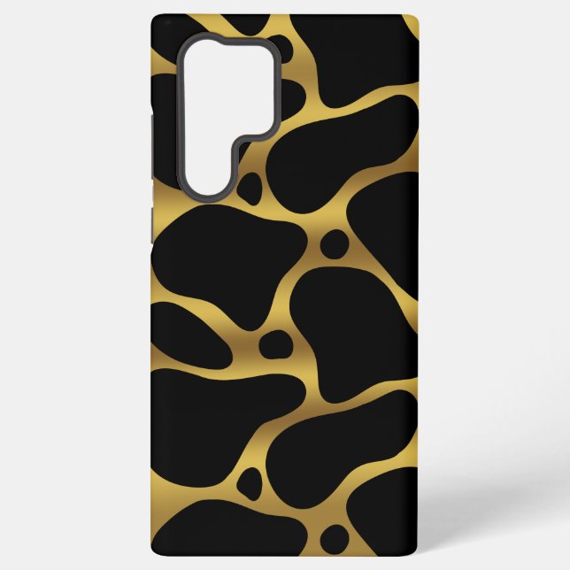 Coque Samsung Galaxy Motif de girafe abstraite en or et noir (Verso)