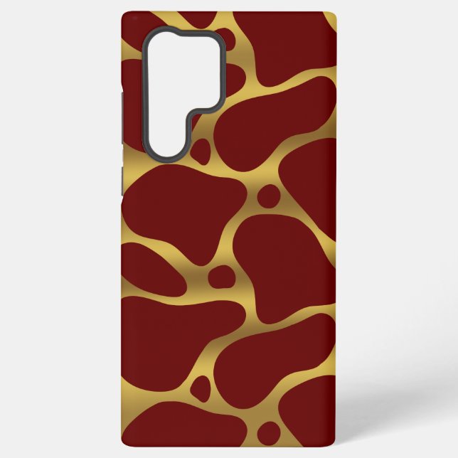 Coque Samsung Galaxy Motif de girafe abstraite or et rouge (Verso)