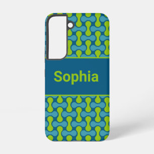 Coque Samsung Galaxy Motif de lien rétro moderne en bleu et vert