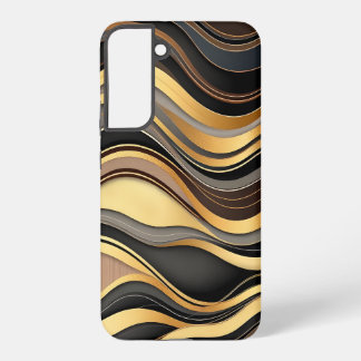 Coque Samsung Galaxy Motif de vague noire, or et grise