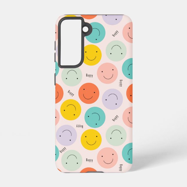 Coque Samsung Galaxy Motif de visage joyeux souriant coloré (Verso)
