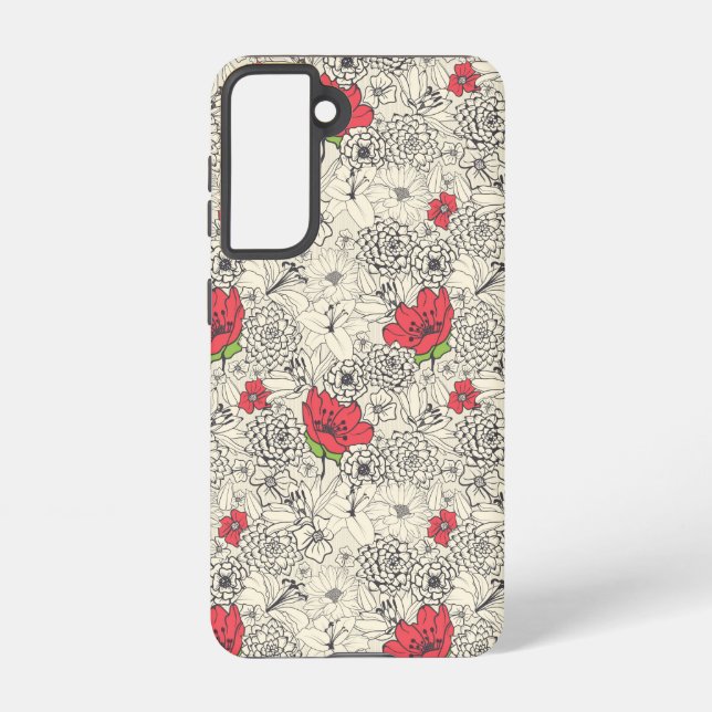 Coque Samsung Galaxy Motif du jardin de fleurs de pavot (Verso)