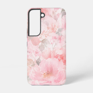 Coque Samsung Galaxy Motif floral aquarelle rose poudré