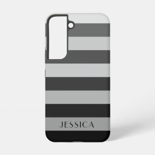Coque Samsung Galaxy Motif Rayures Grises Moderne Nom