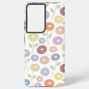 Coque Samsung Galaxy Motif Répété Fleur Floue Pastels sur Blanc
