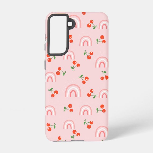 Coque Samsung Galaxy Motif rose arc-en-ciel cerise (Verso)