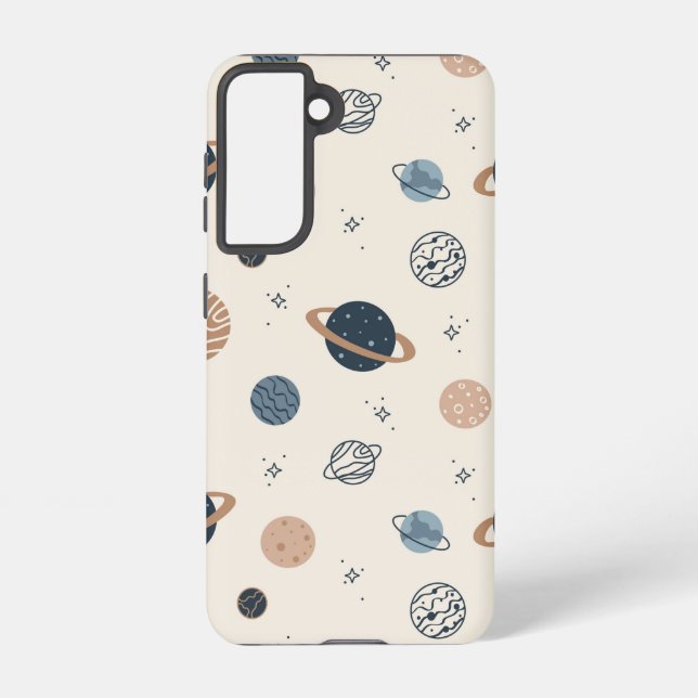 Coque Samsung Galaxy Motif sans couture à main avec planètes (Verso)