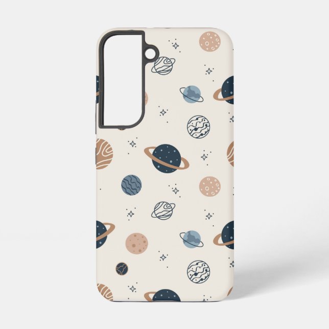 Coque Samsung Galaxy Motif sans couture à main avec planètes (Verso)