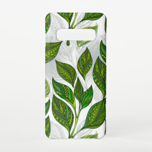 Coque Samsung Galaxy S10 Motif sans couture avec Feuilles de thé vert