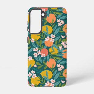 Coque Samsung Galaxy Motif vintage en fleurs d'orange et de citron